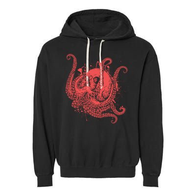 Deadly Zombie Octopus Skull Garment-Dyed Fleece Hoodie