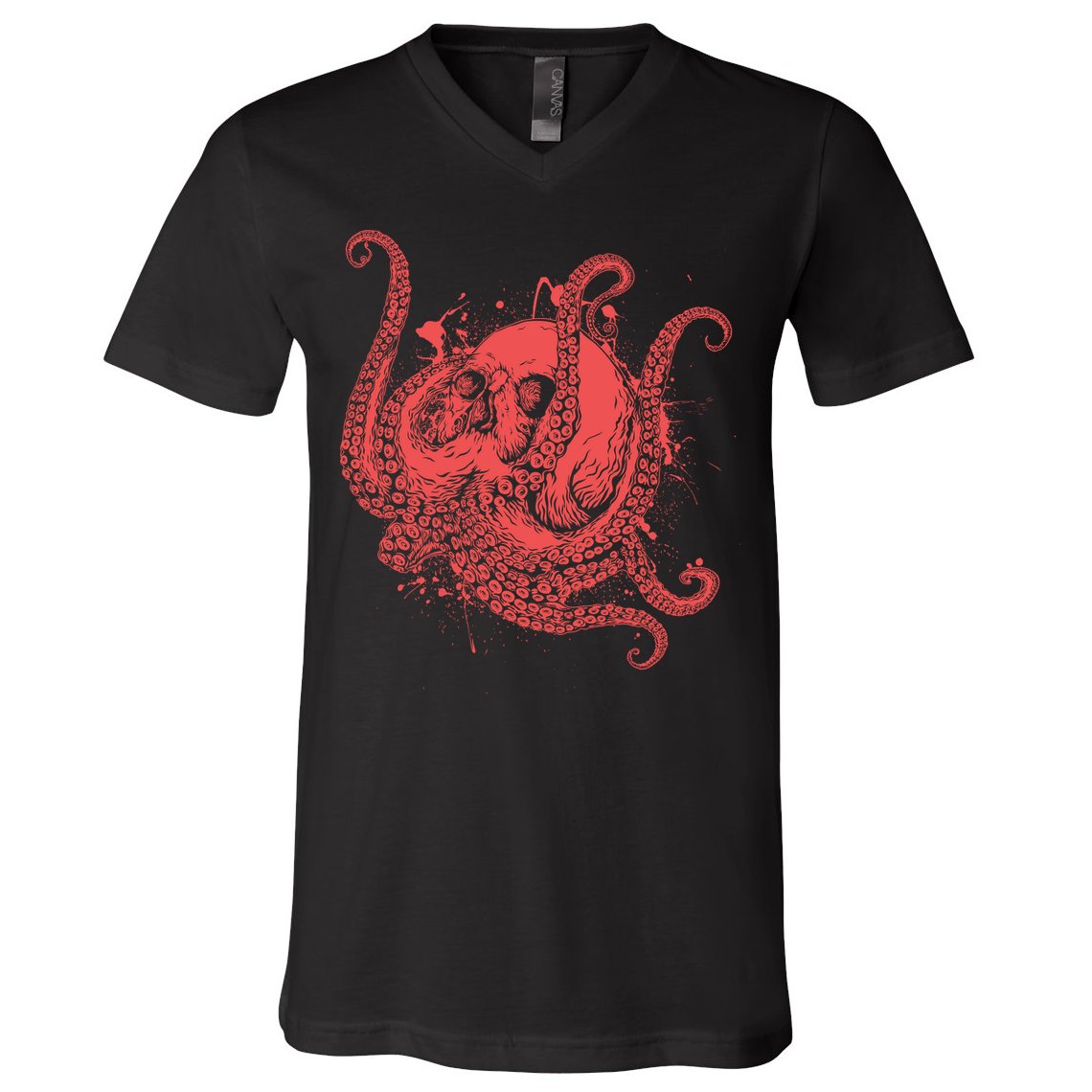 Deadly Zombie Octopus Skull V-Neck T-Shirt