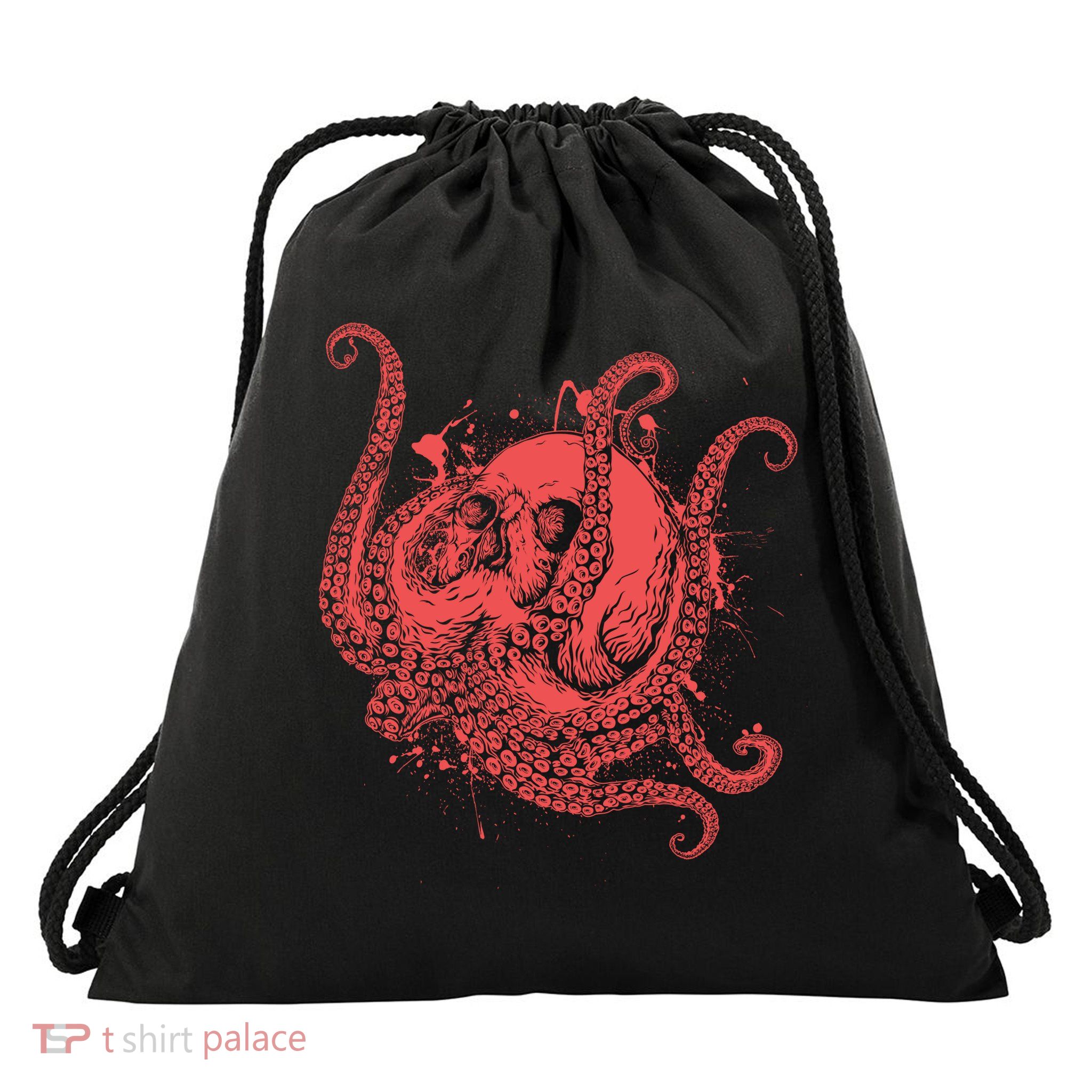 Deadly Zombie Octopus Skull Drawstring Bag