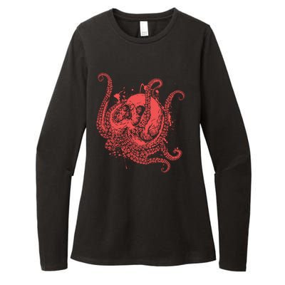 Deadly Zombie Octopus Skull Womens CVC Long Sleeve Shirt