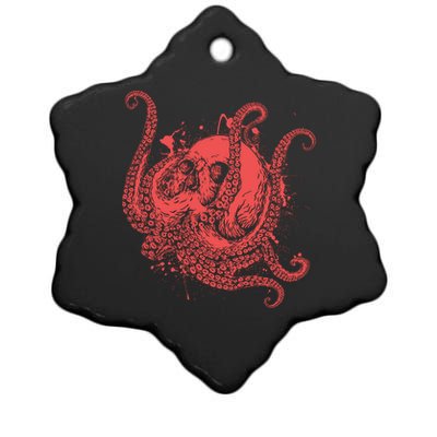 Deadly Zombie Octopus Skull Ceramic Star Ornament