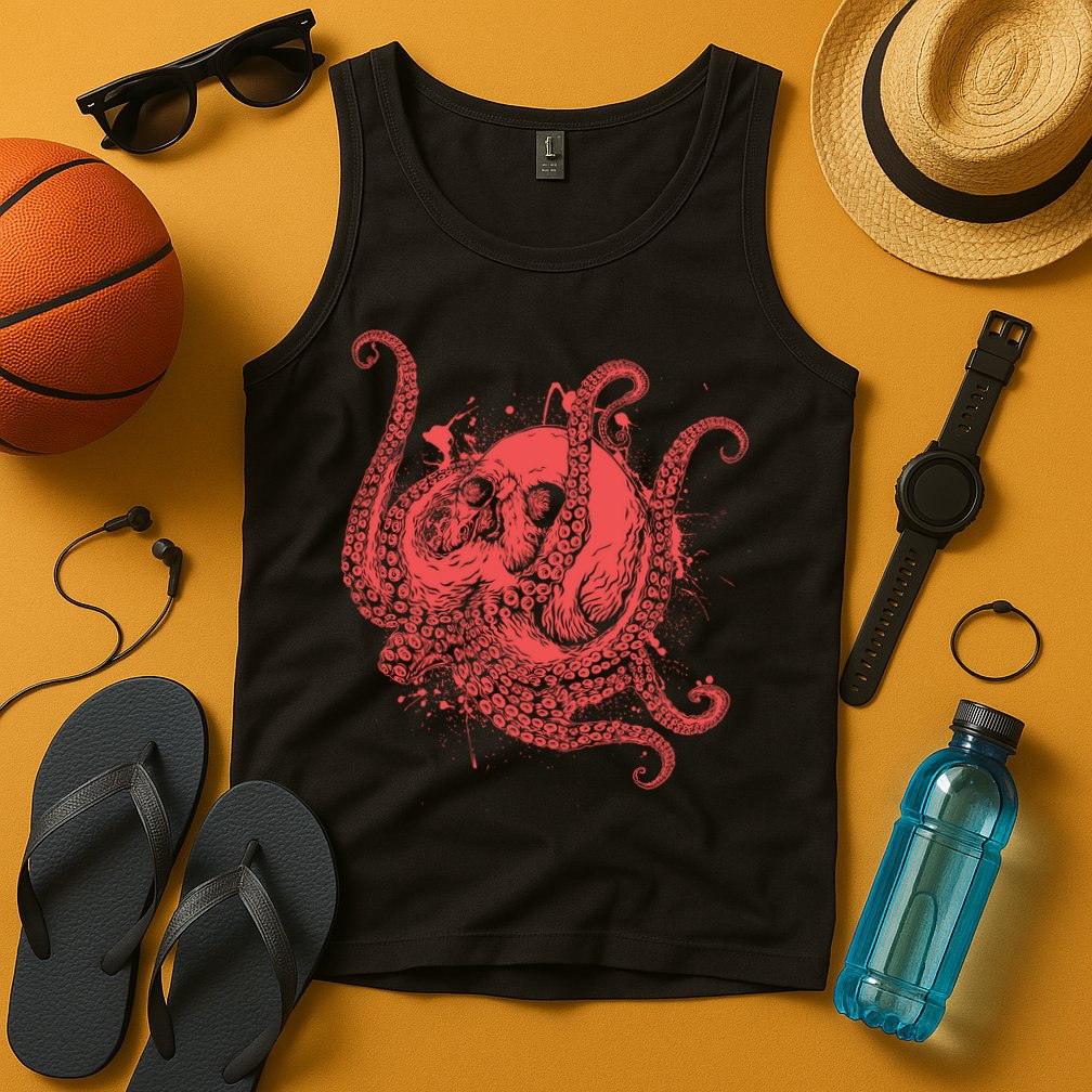 Deadly Zombie Octopus Skull Tank Top