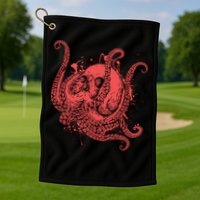 Deadly Zombie Octopus Skull Golf Towel