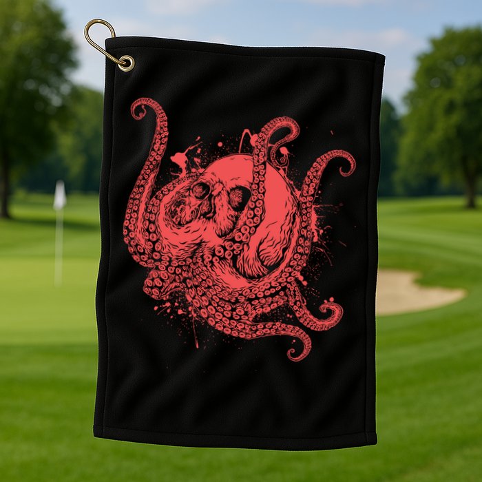 Deadly Zombie Octopus Skull Golf Towel