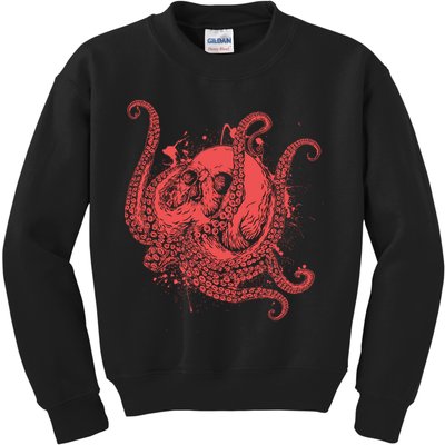 Deadly Zombie Octopus Skull Kids Sweatshirt