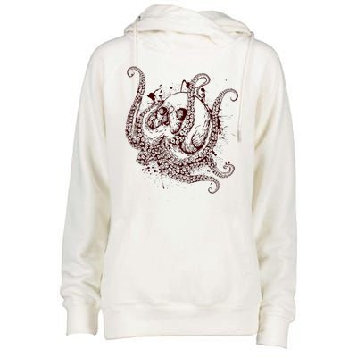 Deadly Zombie Octopus Skull Womens Funnel Neck Pullover Hood