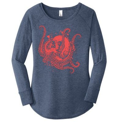 Deadly Zombie Octopus Skull Women's Perfect Tri Tunic Long Sleeve Shirt