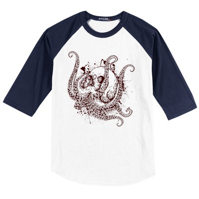 Deadly Zombie Octopus Skull Baseball Sleeve Shirt