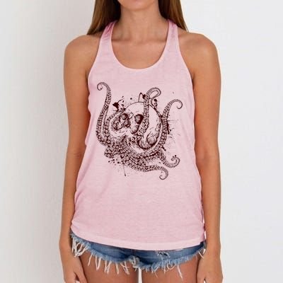 Deadly Zombie Octopus Skull Women's Knotted Racerback Tank