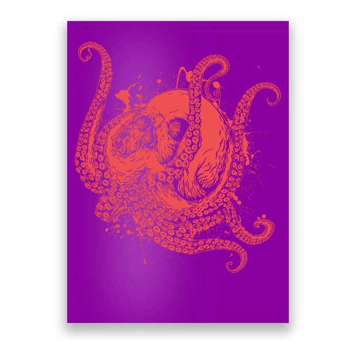 Deadly Zombie Octopus Skull Poster