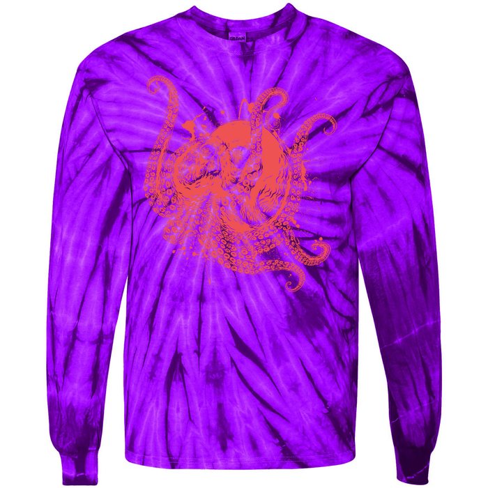 Deadly Zombie Octopus Skull Tie-Dye Long Sleeve Shirt