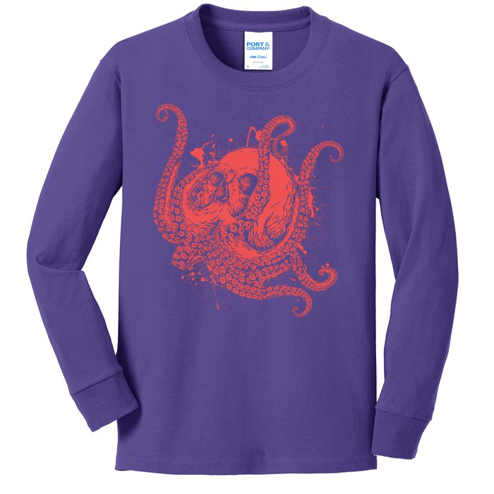 Deadly Zombie Octopus Skull Kids Long Sleeve Shirt