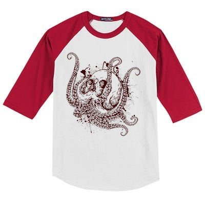 Deadly Zombie Octopus Skull Kids Colorblock Raglan Jersey