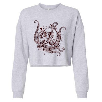 Deadly Zombie Octopus Skull Cropped Pullover Crew