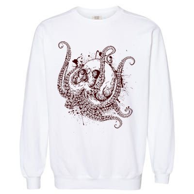 Deadly Zombie Octopus Skull Garment-Dyed Sweatshirt