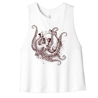 Deadly Zombie Octopus Skull Women's Racerback Cropped Tank