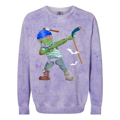 Dabbing Zombie Playing Ice Hockey Player Cool Halloween Gift Colorblast Crewneck Sweatshirt