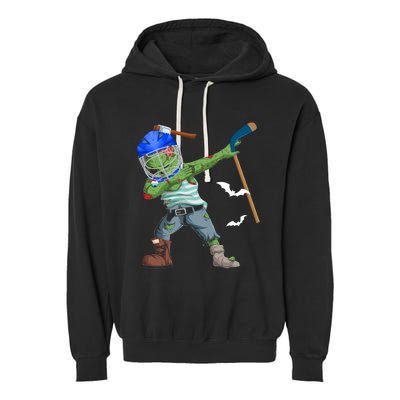 Dabbing Zombie Playing Ice Hockey Player Cool Halloween Gift Garment-Dyed Fleece Hoodie