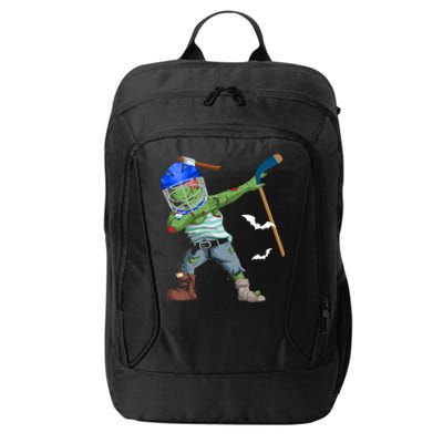 Dabbing Zombie Playing Ice Hockey Player Cool Halloween Gift City Backpack