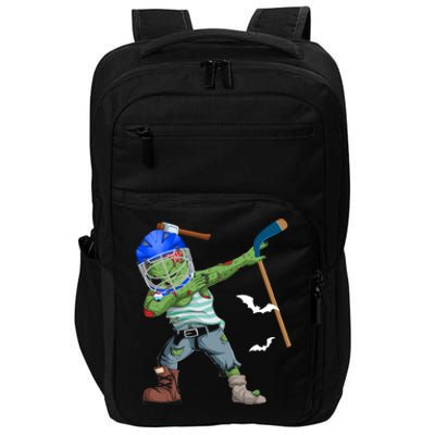 Dabbing Zombie Playing Ice Hockey Player Cool Halloween Gift Impact Tech Backpack