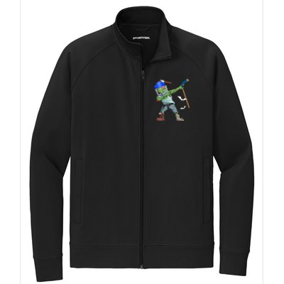 Dabbing Zombie Playing Ice Hockey Player Cool Halloween Gift Stretch Full-Zip Cadet Jacket