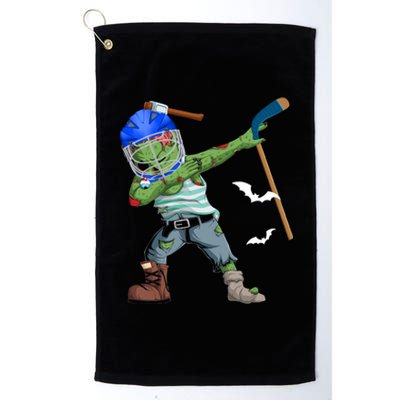 Dabbing Zombie Playing Ice Hockey Player Cool Halloween Gift Platinum Collection Golf Towel