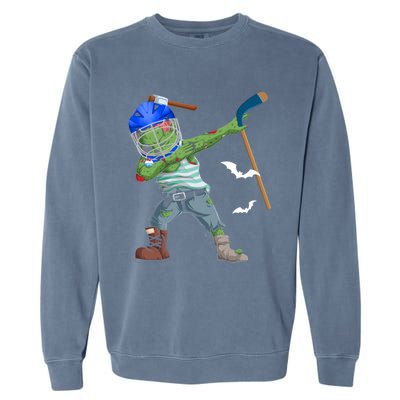 Dabbing Zombie Playing Ice Hockey Player Cool Halloween Gift Garment-Dyed Sweatshirt