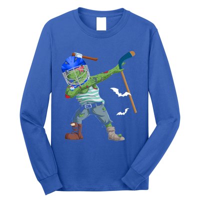 Dabbing Zombie Playing Ice Hockey Player Cool Halloween Gift Long Sleeve Shirt