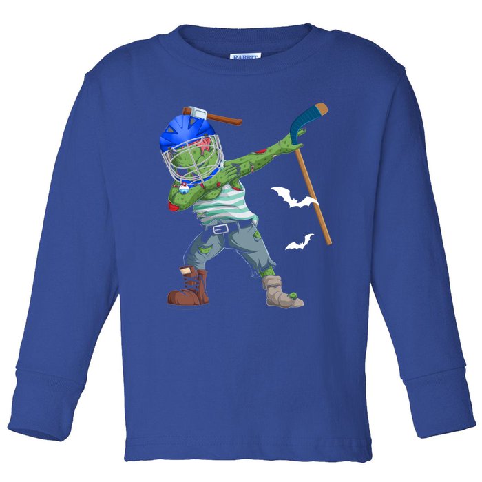 Dabbing Zombie Playing Ice Hockey Player Cool Halloween Gift Toddler Long Sleeve Shirt