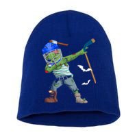 Dabbing Zombie Playing Ice Hockey Player Cool Halloween Gift Short Acrylic Beanie