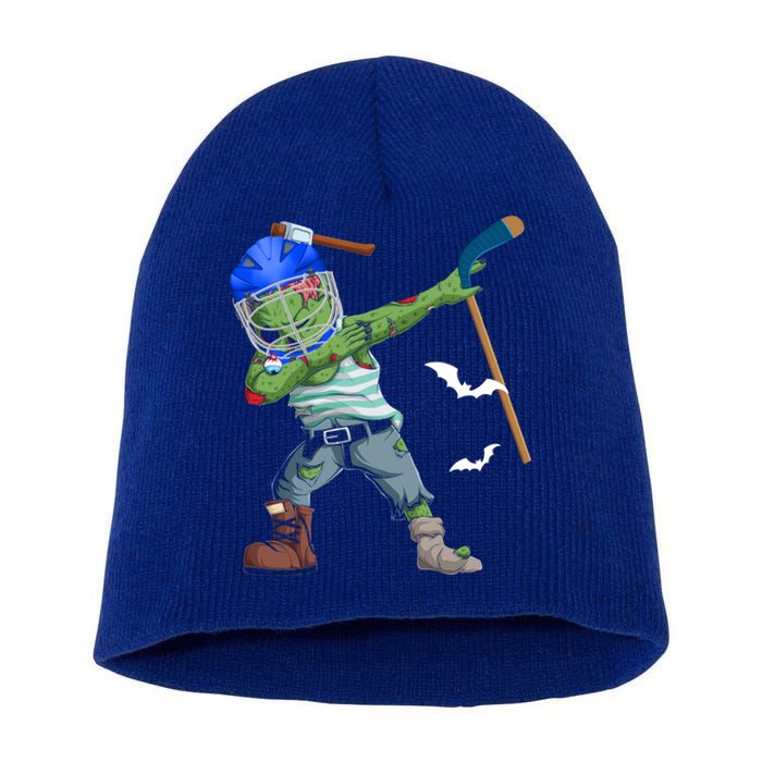 Dabbing Zombie Playing Ice Hockey Player Cool Halloween Gift Short Acrylic Beanie