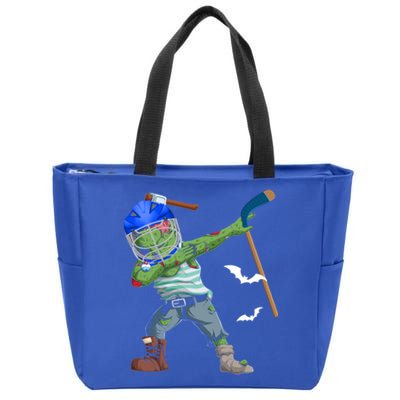 Dabbing Zombie Playing Ice Hockey Player Cool Halloween Gift Zip Tote Bag