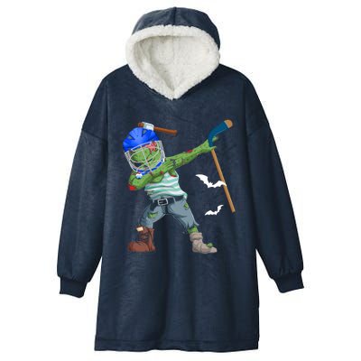 Dabbing Zombie Playing Ice Hockey Player Cool Halloween Gift Hooded Wearable Blanket