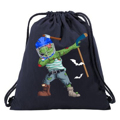 Dabbing Zombie Playing Ice Hockey Player Cool Halloween Gift Drawstring Bag