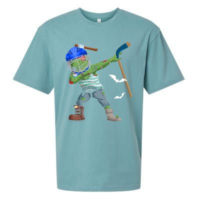 Dabbing Zombie Playing Ice Hockey Player Cool Halloween Gift Sueded Cloud Jersey T-Shirt