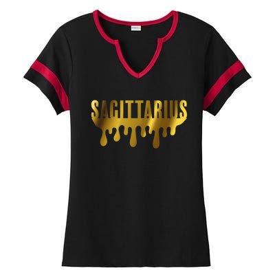 Dripping Zodiac Sagittarius Gift Ladies Halftime Notch Neck Tee