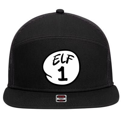 Elf 1 2 3 4 5 Custom Number Christmas 7 Panel Mesh Trucker Snapback Hat