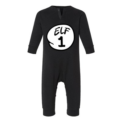 Elf 1 2 3 4 5 Custom Number Christmas Infant Fleece One Piece