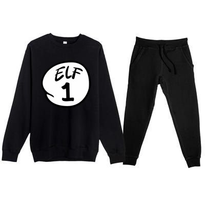 Elf 1 2 3 4 5 Custom Number Christmas Premium Crewneck Sweatsuit Set