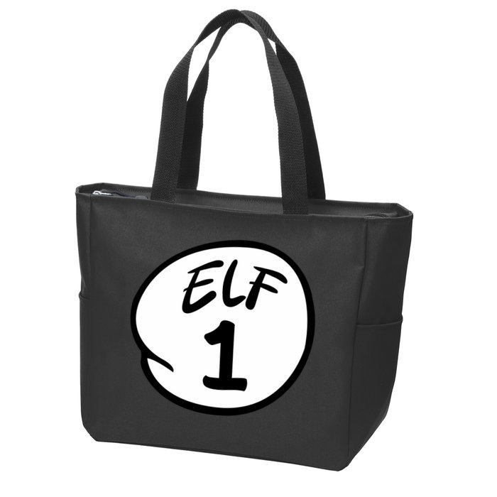 Elf 1 2 3 4 5 Custom Number Christmas Zip Tote Bag