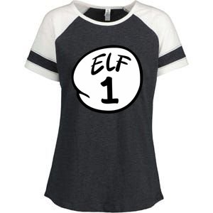 Elf 1 2 3 4 5 Custom Number Christmas Enza Ladies Jersey Colorblock Tee