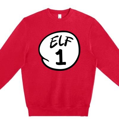 Elf 1 2 3 4 5 Custom Number Christmas Premium Crewneck Sweatshirt