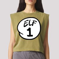 Elf 1 2 3 4 5 Custom Number Christmas Garment-Dyed Women's Muscle Tee