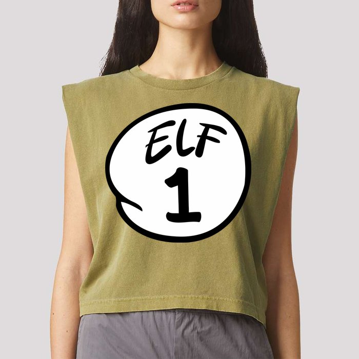 Elf 1 2 3 4 5 Custom Number Christmas Garment-Dyed Women's Muscle Tee