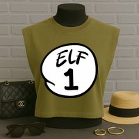 Elf 1 2 3 4 5 Custom Number Christmas Garment-Dyed Women's Muscle Tee