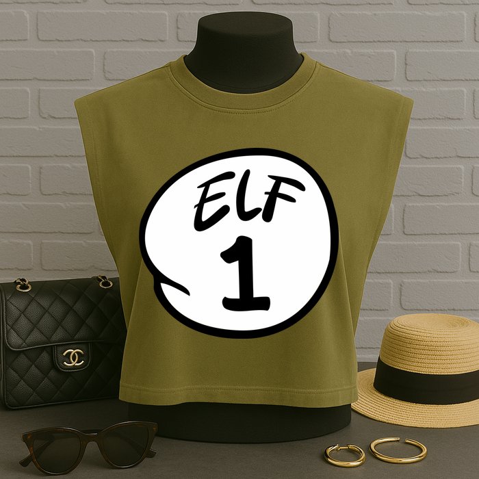 Elf 1 2 3 4 5 Custom Number Christmas Garment-Dyed Women's Muscle Tee