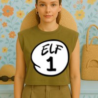Elf 1 2 3 4 5 Custom Number Christmas Garment-Dyed Women's Muscle Tee