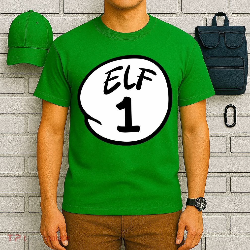 Elf 1 2 3 4 5 Custom Number Christmas T-Shirt