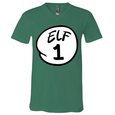 Elf 1 2 3 4 5 Custom Number Christmas V-Neck T-Shirt