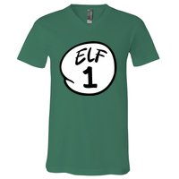 Elf 1 2 3 4 5 Custom Number Christmas V-Neck T-Shirt